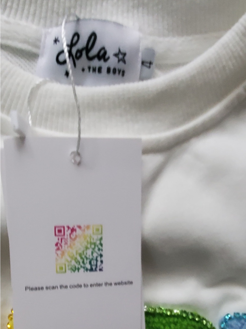 Lola + The Boys Cream Sweatshirt with Rainbow "HAPPY" Appliqué - Picture 2 of 3